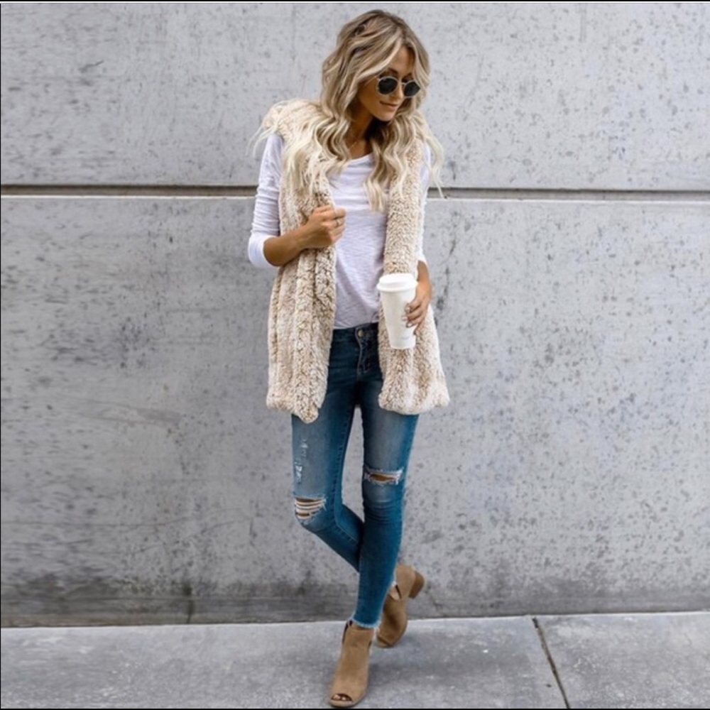 ‼️PLUS SIZE‼️LAST 1🌸PLUS SIZE VANILLA SHERPA VEST - Picture 7 of 8